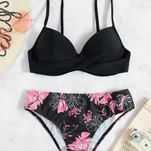 Womens Floral Print Push Up Bikini Swimsuit - Picture 2 of 4